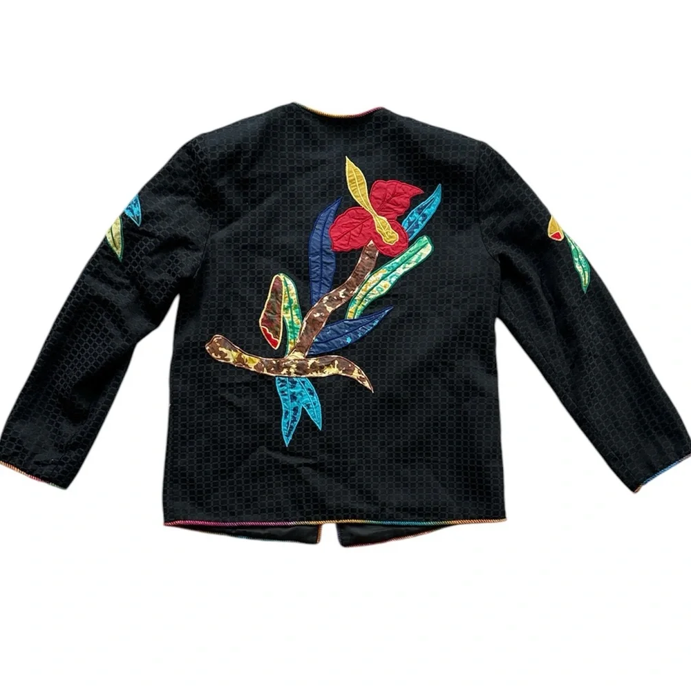 Drapers & Damons Vintage‎ Jacket Black Embroidered Parrot Toggle Womens Small